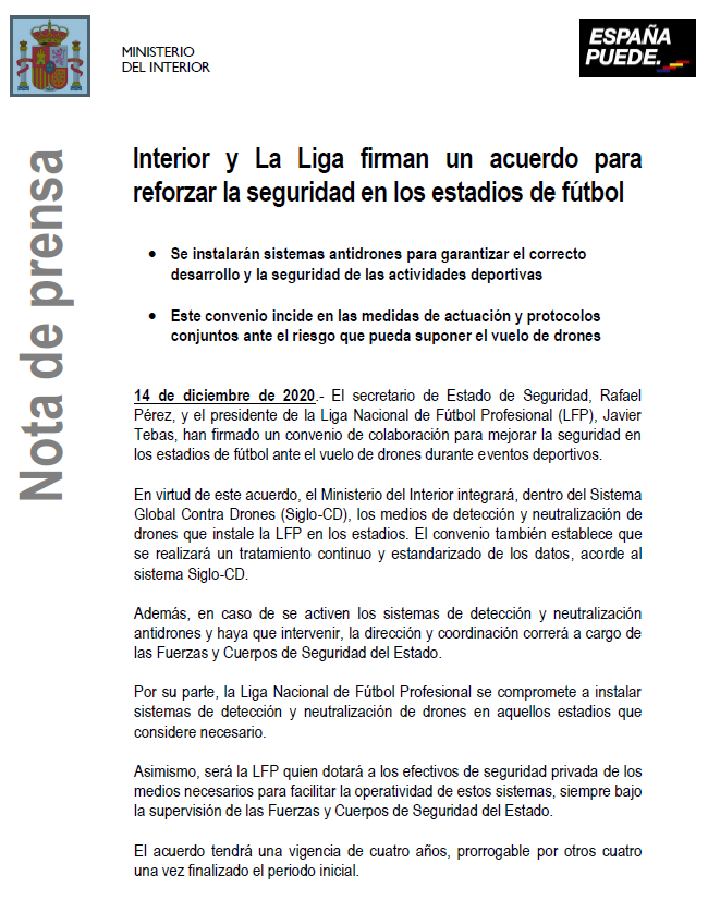 LaLiga y el Ministerio del Interior